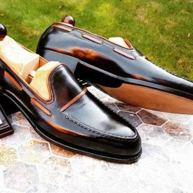 Men Casual Dressing Double Loafer Shoes Handmade Manfacture
