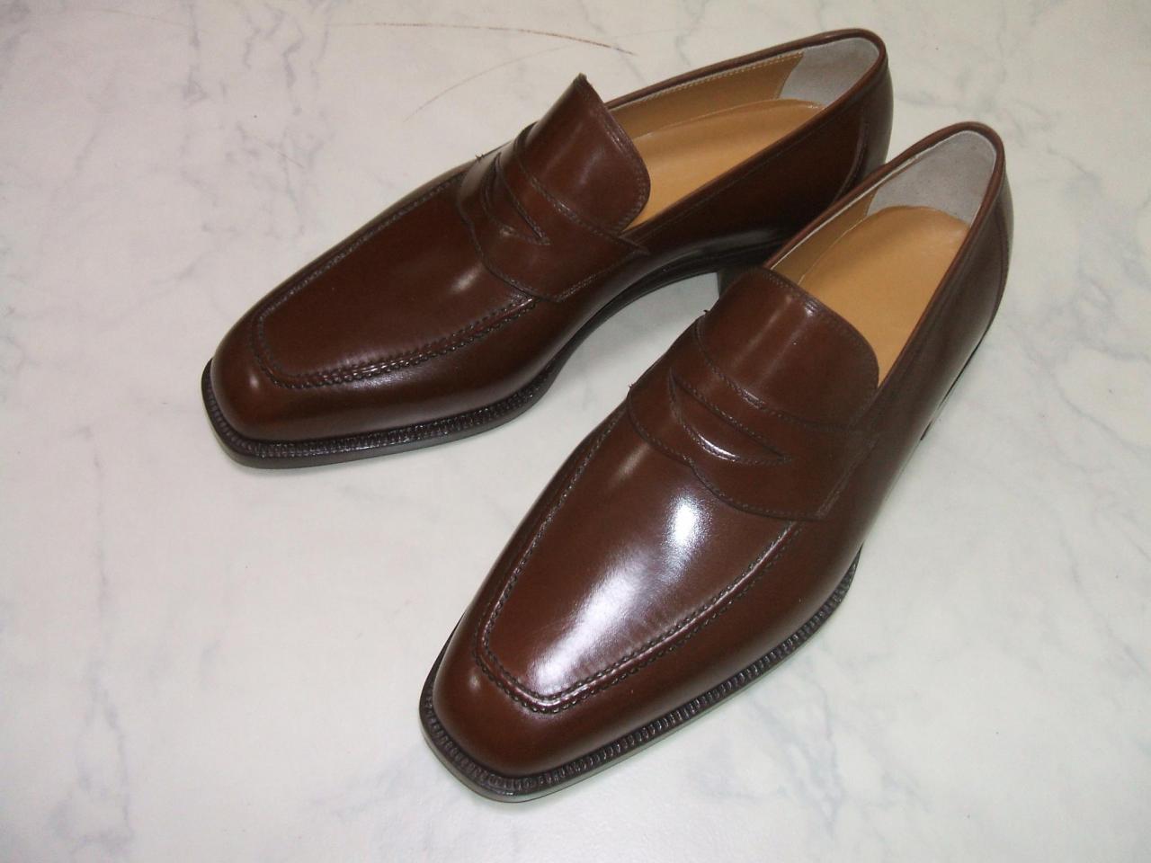 Mens Brown Leather Loafers Moccasin Handmade Shoes