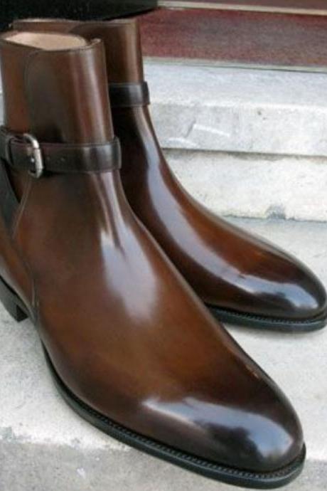 Handmade Awesome Jodhpurs Dark Brown Leather Ankle Boot