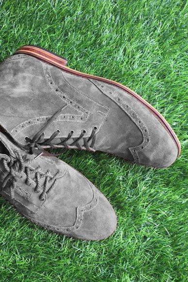 Gray Wing Tip Boot
