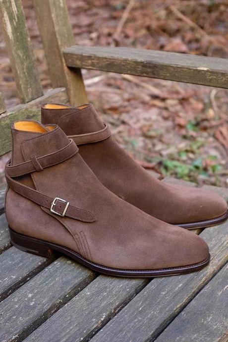 Handmade Men Decent Brown Buckle Boot 