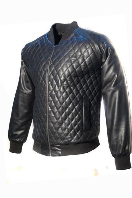 Black Fish Design Genuine Faux Leather Fashion Party Wear Jacket