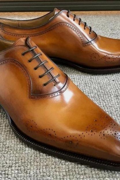 Men Look Classic Handmade Brogue Collection Shoes