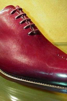 Handmade Men Burgundy Dress Laceup Shoes Shoes Wedding Collection