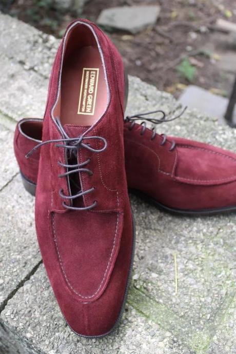 Handmade Men Berry Suede Split Toe Laceup Shoes Shoes Wedding Collection