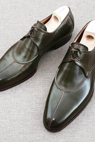 Men's Handmade Decent Black Leather Split Toe Formal Wedding Lace Up Shoes