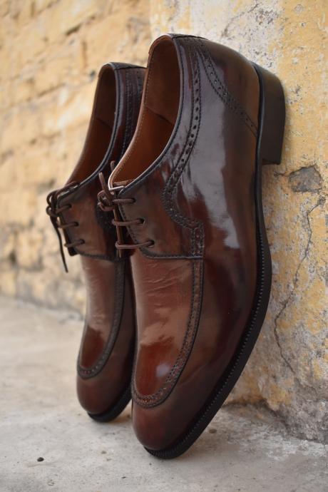 Hand Made Brown Leather Lace Up Formal Shoes