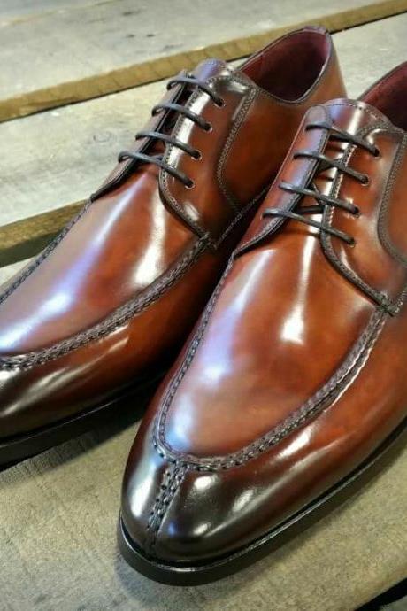 Men&amp;#039;s Choice Customize Handmade Black Two Tone Oxfords Lace Up Shoes Split Toe Shoes