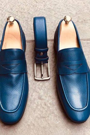 Luxury Men&amp;amp;amp;#039;s Handmade Penny Loafers Slips On Moccasin Formal Dress Shoes
