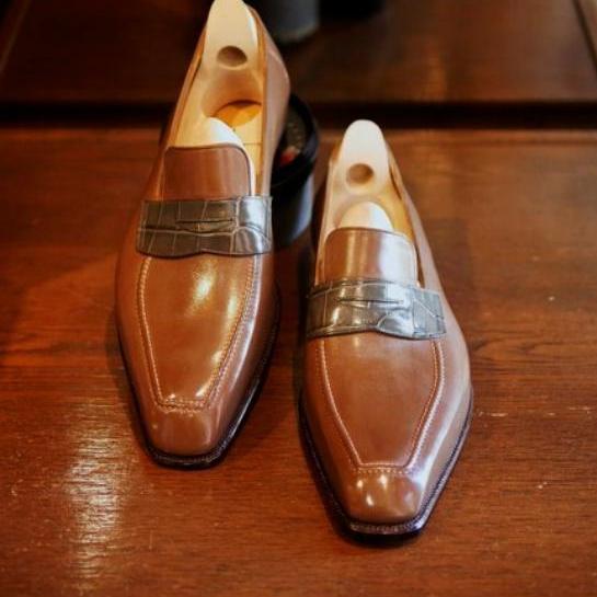 Men's Handmade Brown Loafer Leather Shoes