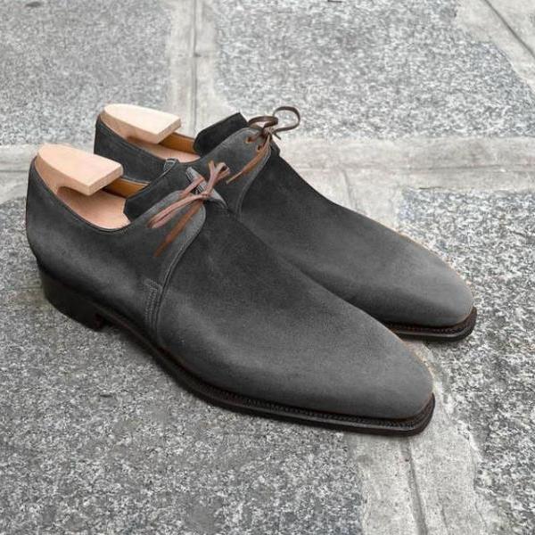 Grey Tone Suede Chukka Formal Handmade Mens Leather Shoes