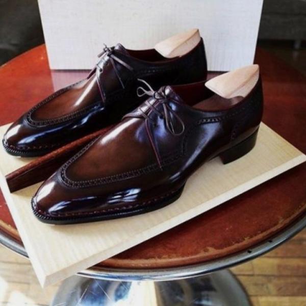 Men's Designer Choice Split Patina Brown Leather Wedding Wear Special Handmade Shoes