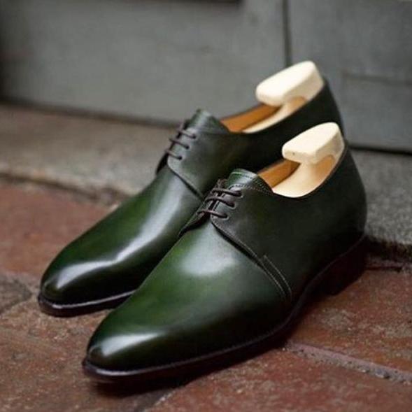 Men's Designer Choice Green Leather Wedding Wear Special Handmade Chukka Shoes