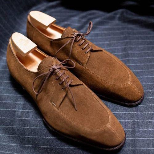 Men's Stylish Coco Brown Suede Handmade Split Toe Dress Shoes