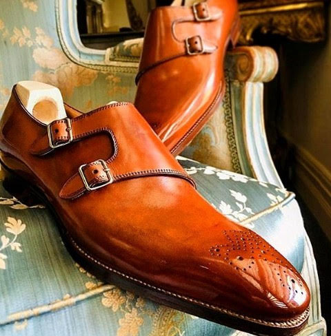 Awesome Tan Best Handmade Double Monk Brogue Shoes on Luulla