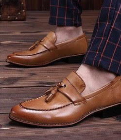 Men Descent Coat Pant Brown Hand Craft Tassels Loafer In Genuine ...