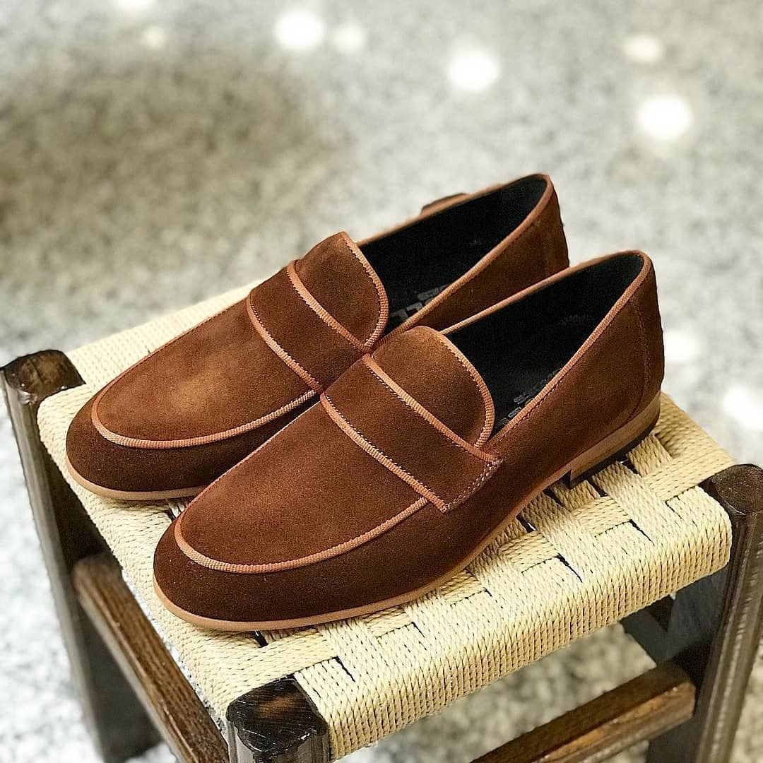 Handmade New Men Elegant Brown Suede Tassels Formal Loafer Shoes on Luulla