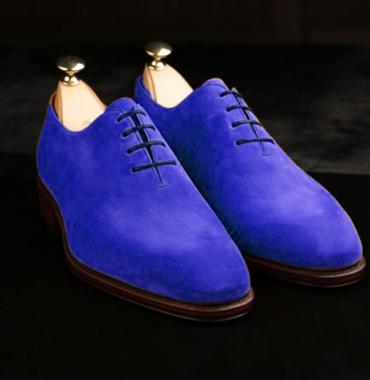 Men Blue Suede Casual Dress Up Shoes Handmade Edition on Luulla
